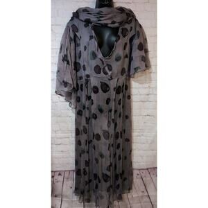 Lilith Rizoti Silk Sheer Purple Berry Maxi Dress With Scarf Lagenlook Gauzy